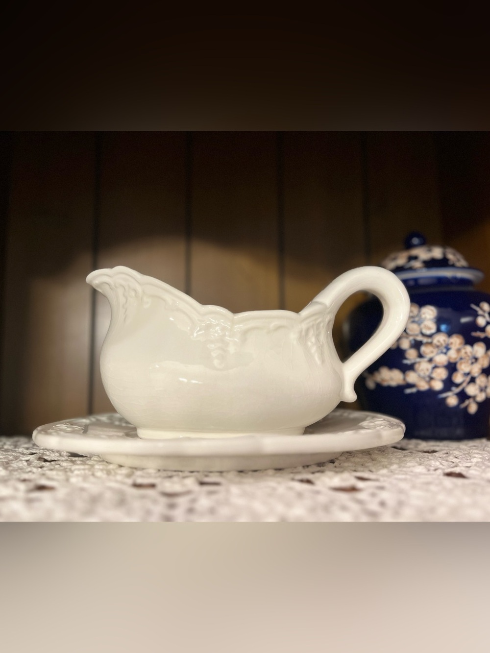 Vintage Elios Ceramic Gravy Boat with Matching Underplate Saucer, made in Italy